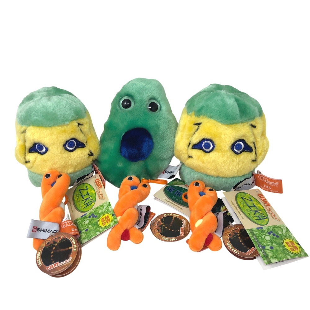 GIANTmicrobes Plush Lot of 5 Zika Virus‎ Beta Cell DNA Keychain Health Education